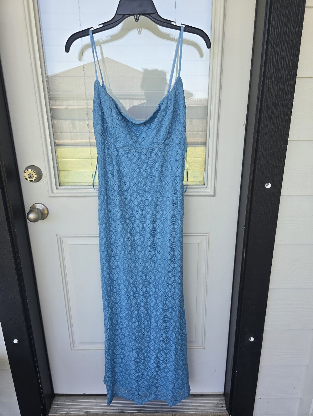 Bardot Blue Lace Slip Dress XXL Midi Spaghetti Strap Delicate Women Party NWT - Picture 2 of 8
